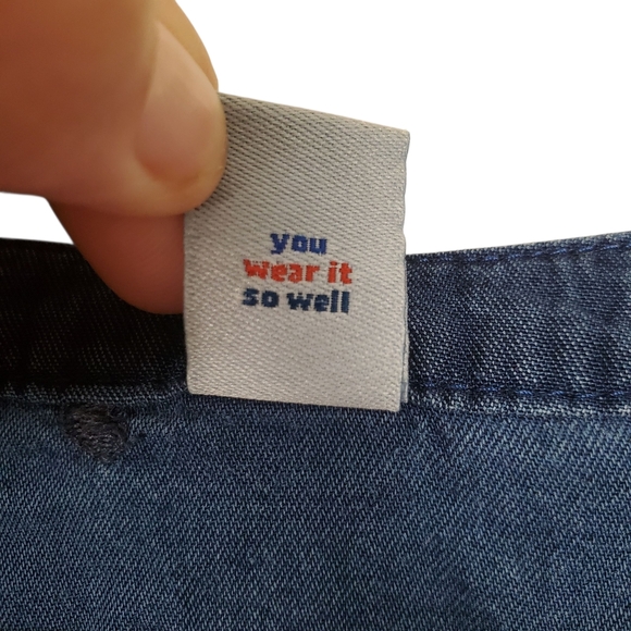 Old Navy Chambray Blue 3/4 Sleeve Blouse with Mandarin Collar. MED. Boho - Picture 4 of 11